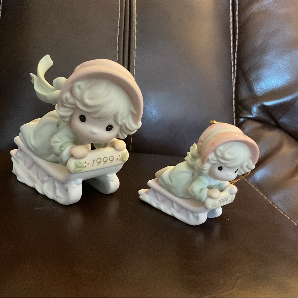 Precious Moments “Slide Into The Millennium With Joy” 1999 figurine and ornament